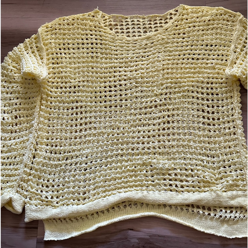 Yellow open knit sweater size large
